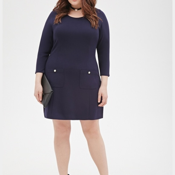NWOT Navy Forever 21 1X Dress - Picture 1 of 7